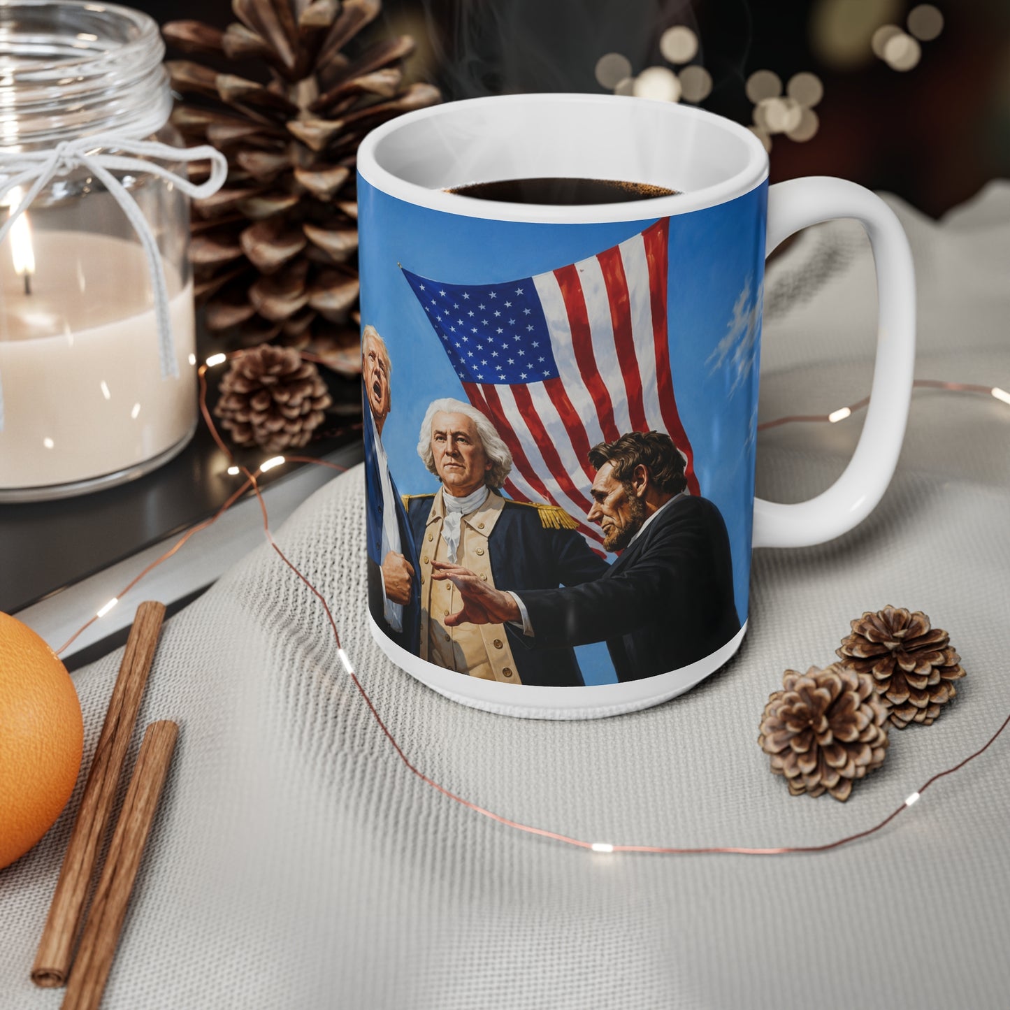Patriotic Presidential Scene Mug — Ceramic Coffee Cup (11oz, 15oz)