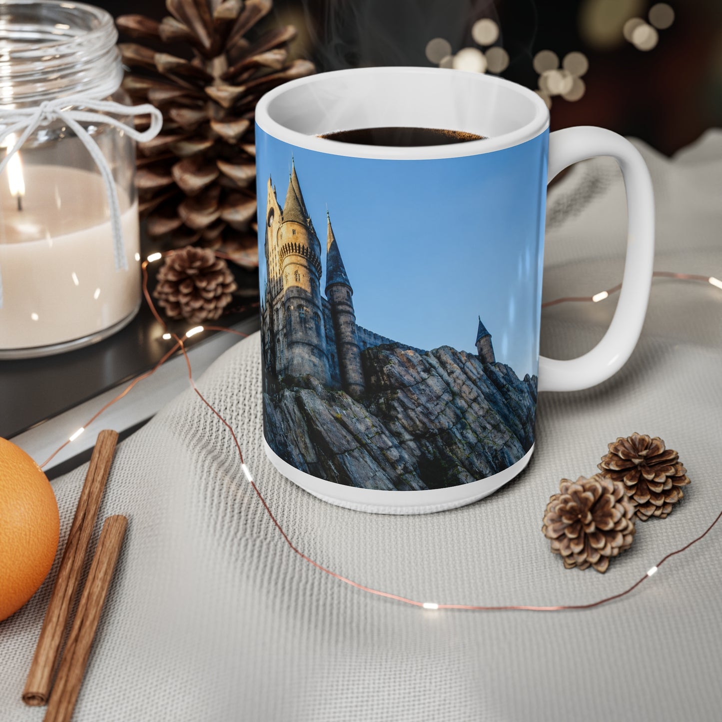 Hogwarts Castle Skyline Coffee Mug — Fantasy Castle Ceramic Mug (11oz & 15oz)