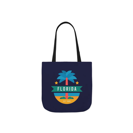 Florida Palm Beach Canvas Tote Bag — Retro Sunshine Travel Tote