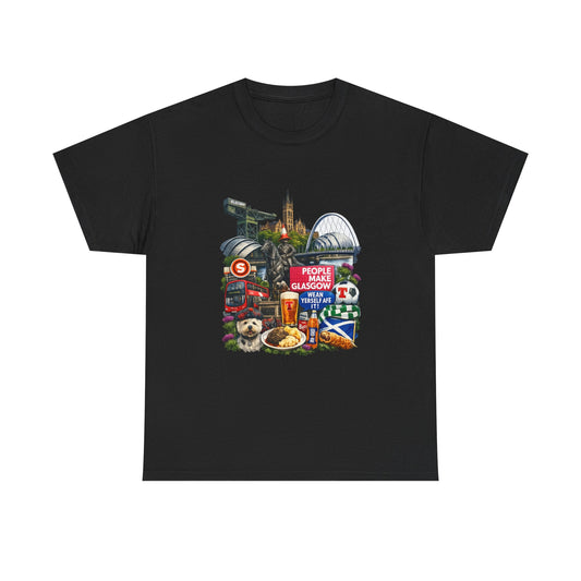 Glasgow Collage T-Shirt — "People Make Glasgow" Scottish City Souvenir Tee