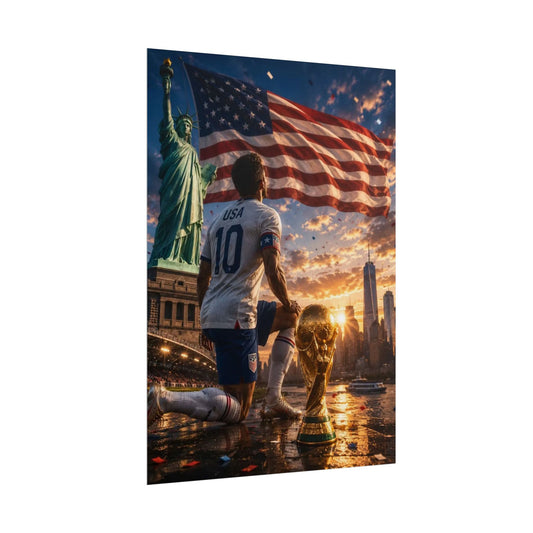 USA World Cup 2026 Soccer Victory Poster - Patriotic World Cup Triumph Rolled Poster