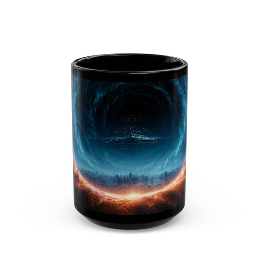 Empire Star Destroyer Galaxy Vortex Black Mug — Cosmic Space Coffee Cup (11oz & 15oz)