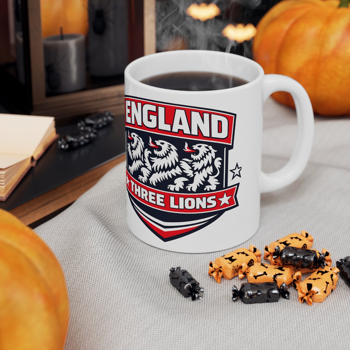 England Three Lions Ceramic Coffee Mug — 11oz & 15oz Football Fan Mug