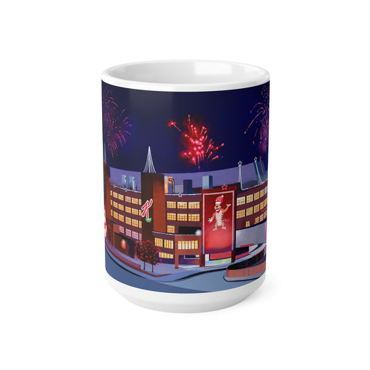 Kelloggs Trafford Park Mug — Festive Holiday Town Nightscape Ceramic Coffee Cup (11oz/15oz)
