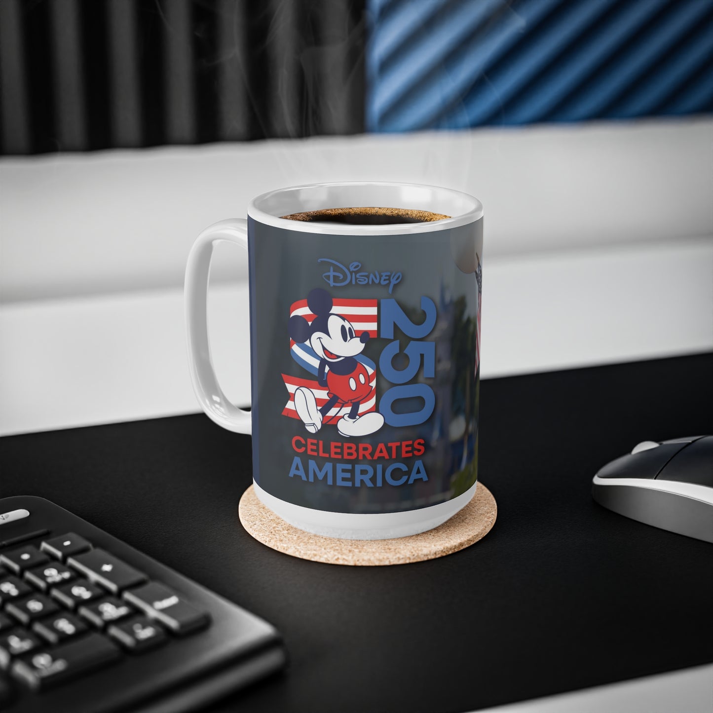 Disney Mickey 'Celebrates America' Flag Mug — Patriotic 11oz & 15oz Coffee Cup