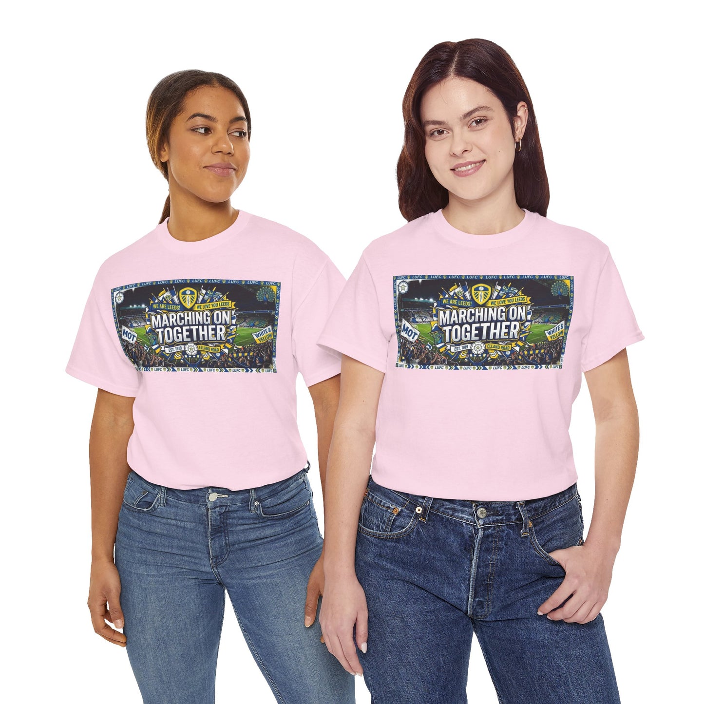 Leeds United T-Shirt — "Marching On Together" Fan Tee (Soccer Supporter Graphic)
