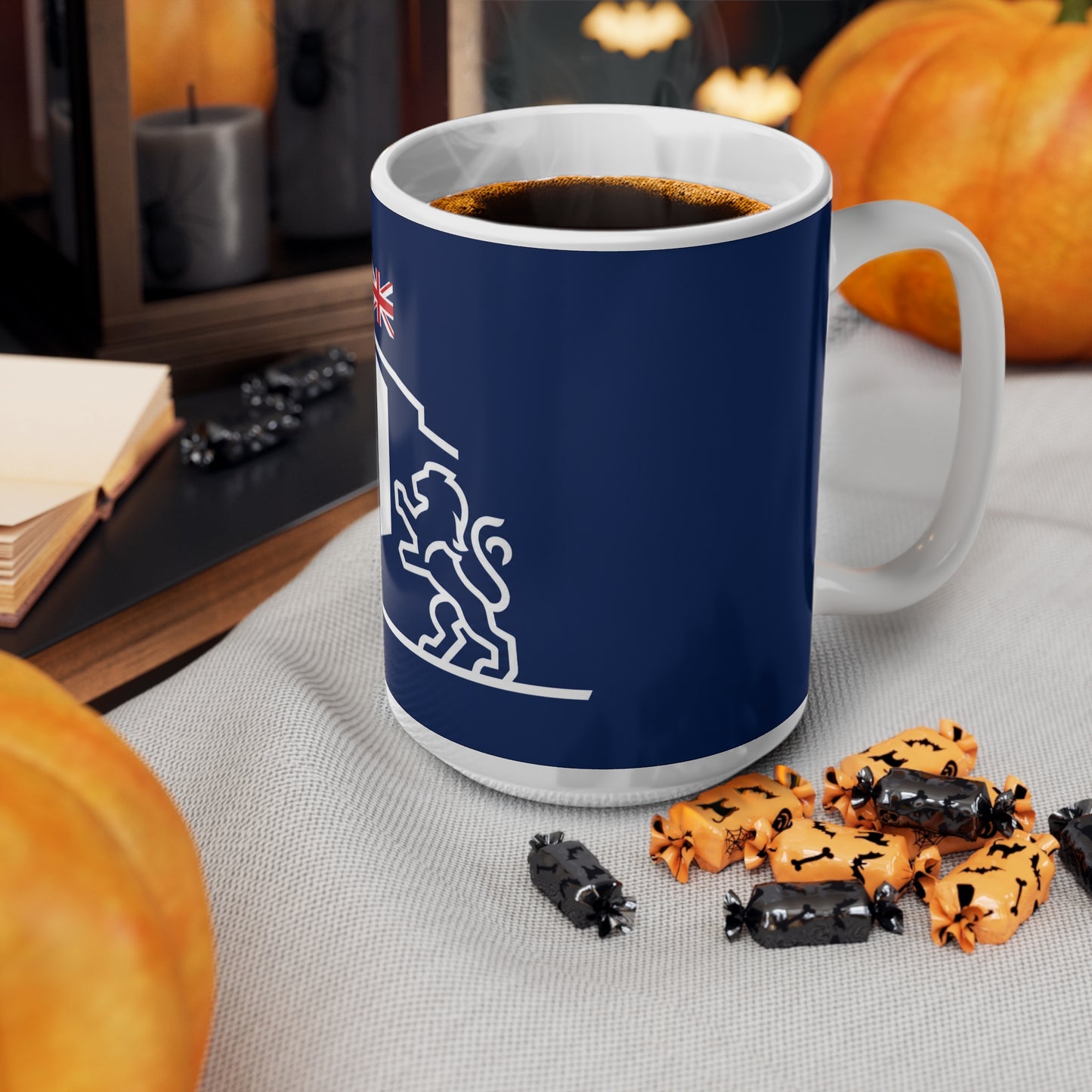 Navy Gibraltar Crest Ceramic Mug – Lion & Union Jack Coffee Cup (11oz/15oz)