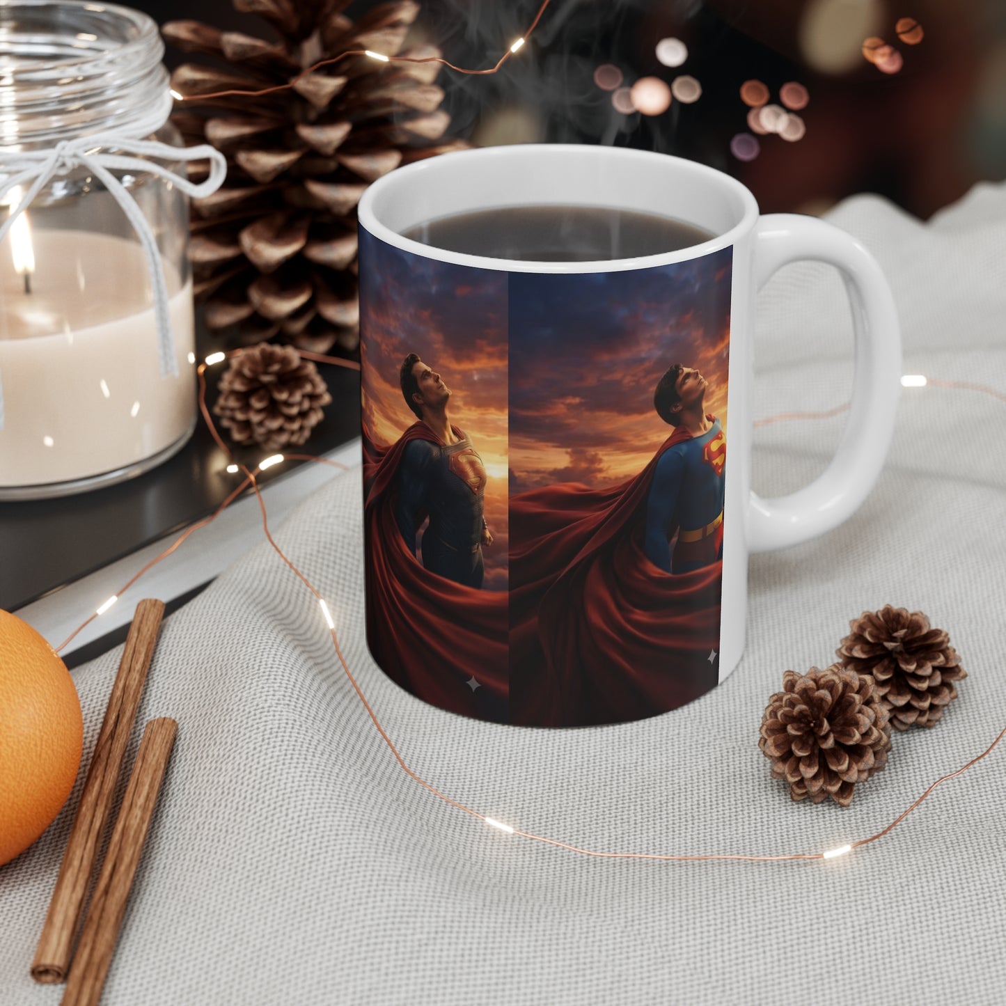Superman Ceramic Mug - Epic Sunset Hero Portrait Coffee Cup (11oz & 15oz)