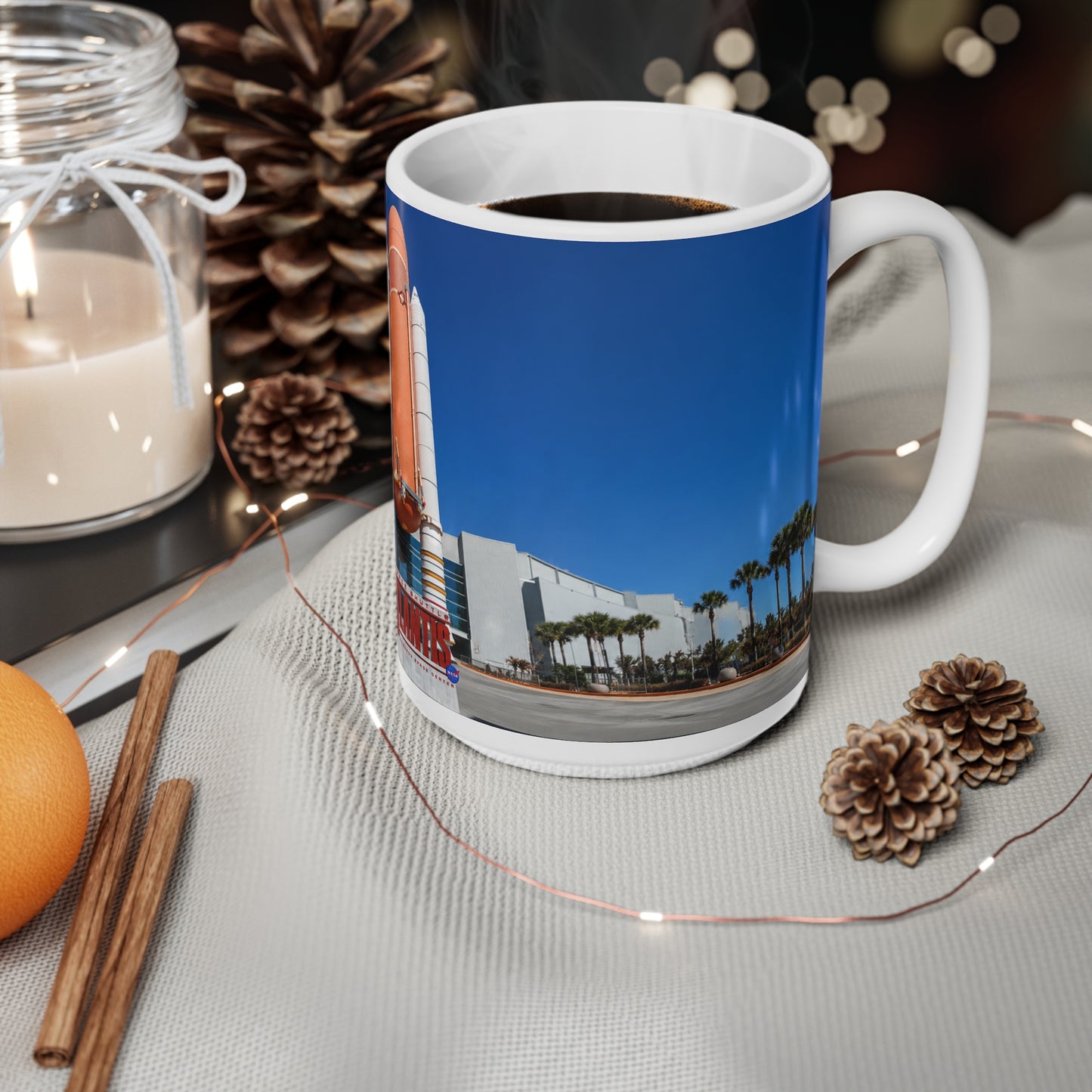 Space Shuttle Launch Pad Ceramic Mug — Atlantis Visitor Center Photo Coffee Cup, 11oz & 15oz