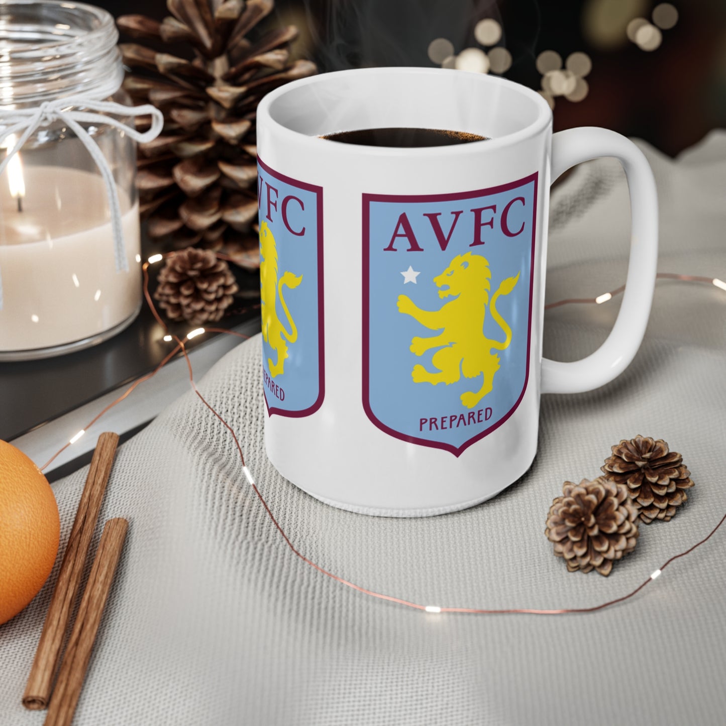 Aston VIlla Ceramic Crest Coffee Mug — 11oz & 15oz Football Fan Gift