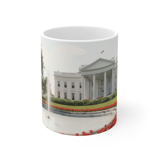 White House Garden Scenic Ceramic Coffee Mug — 11oz & 15oz