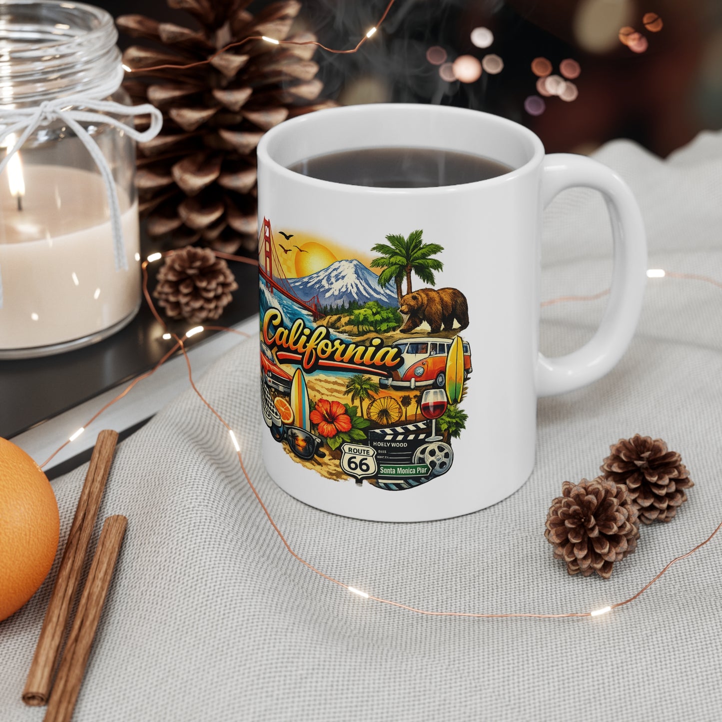 California Scenic Mug — Golden Gate, Surf & Roadtrip Ceramic Coffee Cup (11oz/15oz)