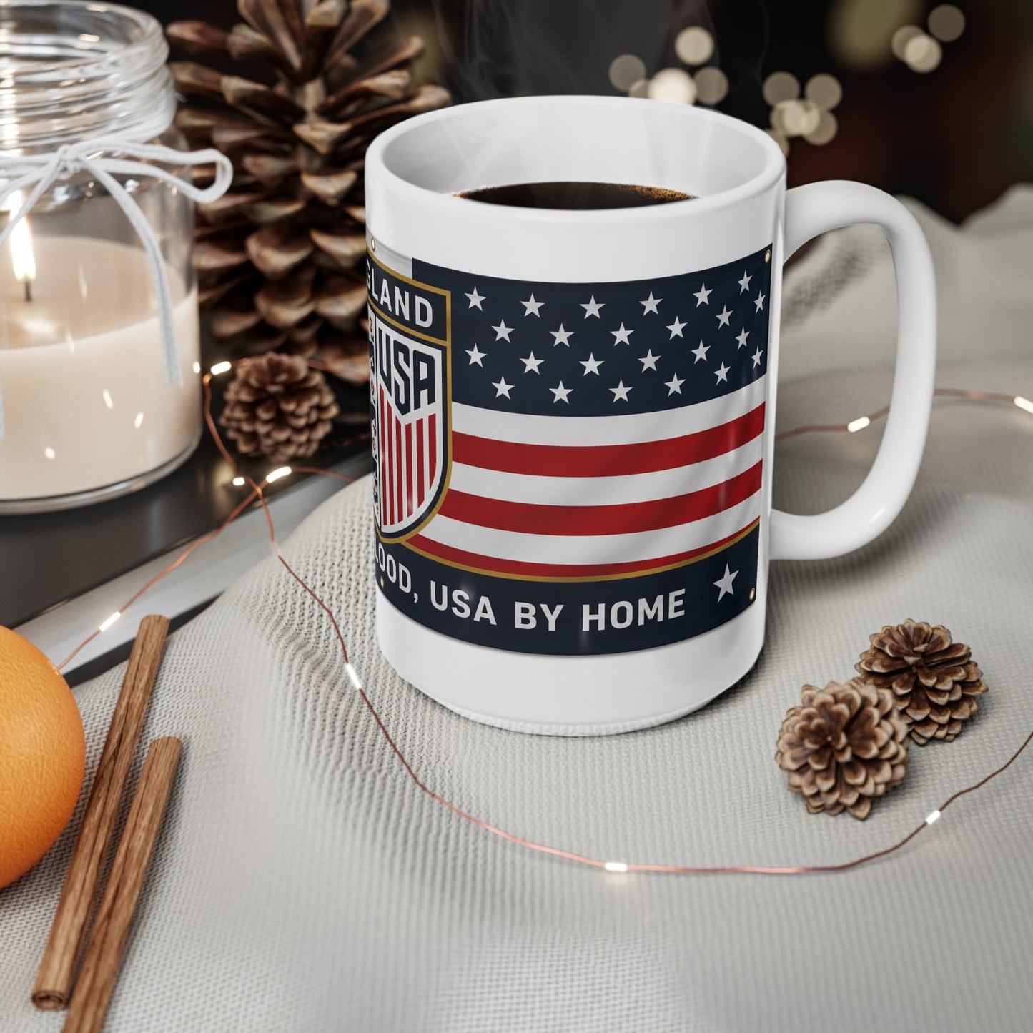 England USA Flag Crest Mug — Ceramic 11oz & 15oz (England by Blood, USA by... Design)