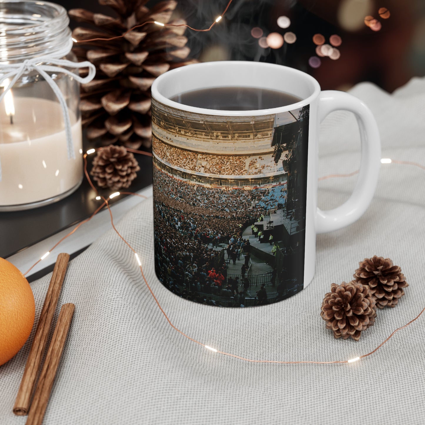 Oasis At Maine Road Concert Crowd Photo Mug — Live Stadium Panorama Ceramic Coffee Cup (11oz & 15oz)