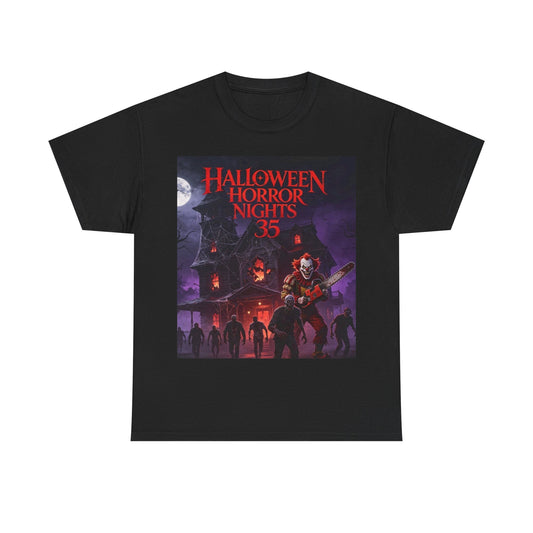 Halloween Horror Nights 35 T-Shirt — Haunted House & Clown Graphic Tee