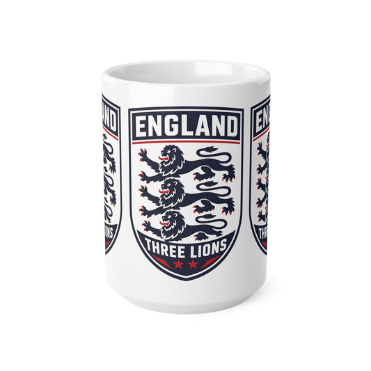 England Three Lions Ceramic Coffee Mug — 11oz & 15oz Football Fan Gift