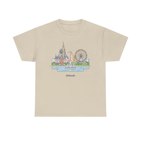 Orlando Skyline T-Shirt — Cute Cityscape Graphic Tee with 'Orlando' Text