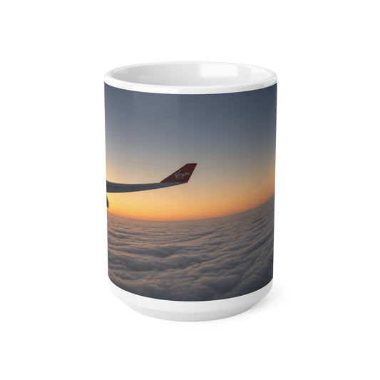 Aerial Sunset Plane Wing Ceramic Mug — Travel Coffee Cup (11oz, 15oz)