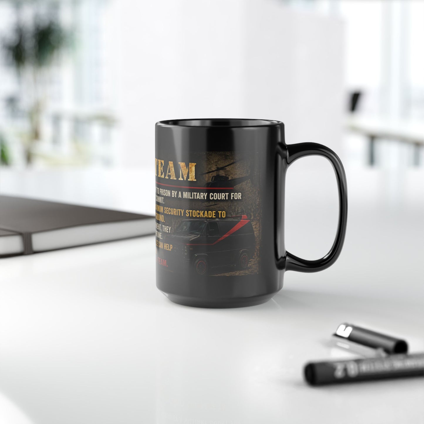 A-Team Quote Black Mug – Retro TV Show Coffee Cup (11oz/15oz)