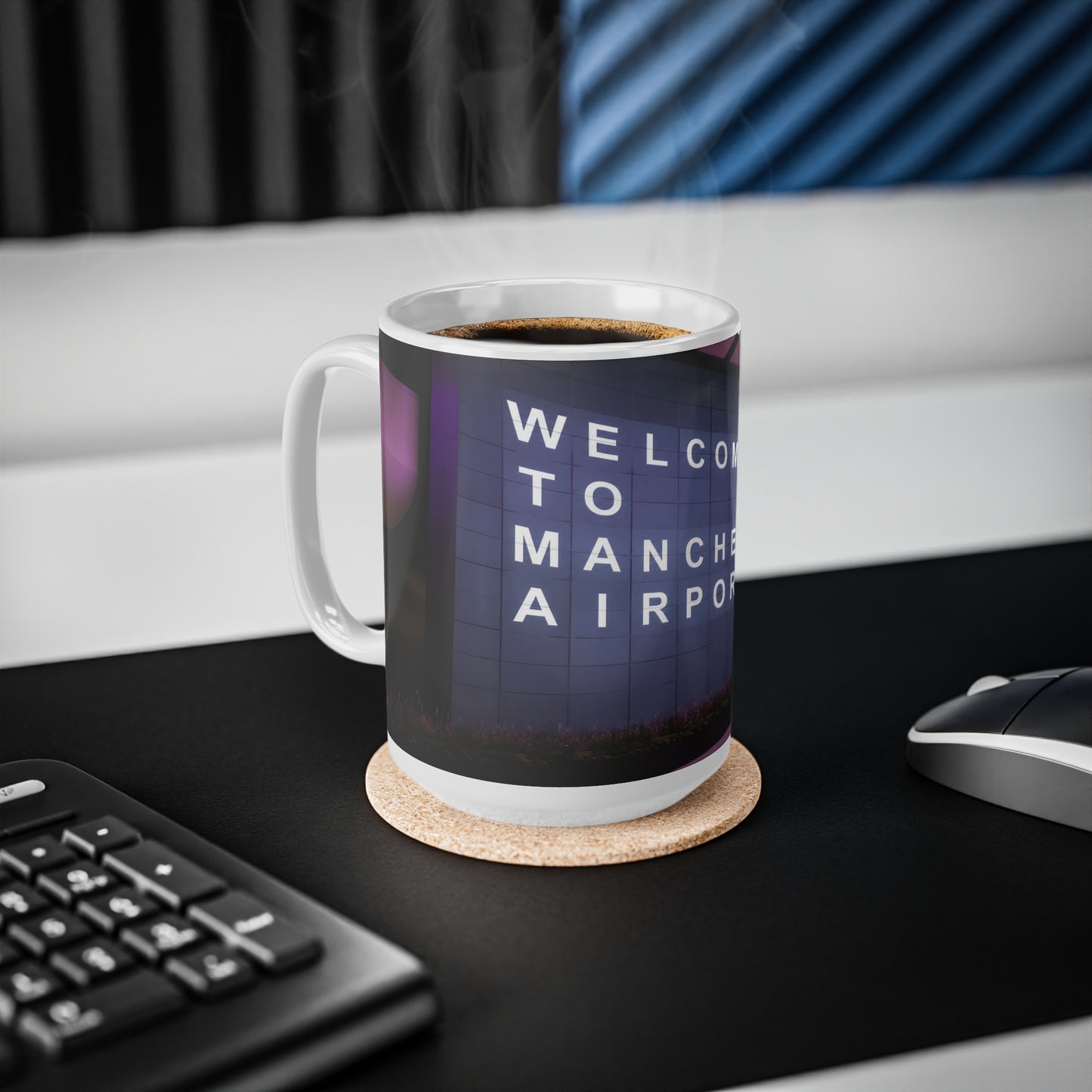 Manchester Airport Welcome Mug — Ceramic Coffee Cup (11oz & 15oz)