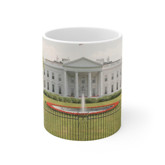 White House Landmark Photo Ceramic Mug — White House Front View, 11oz & 15oz