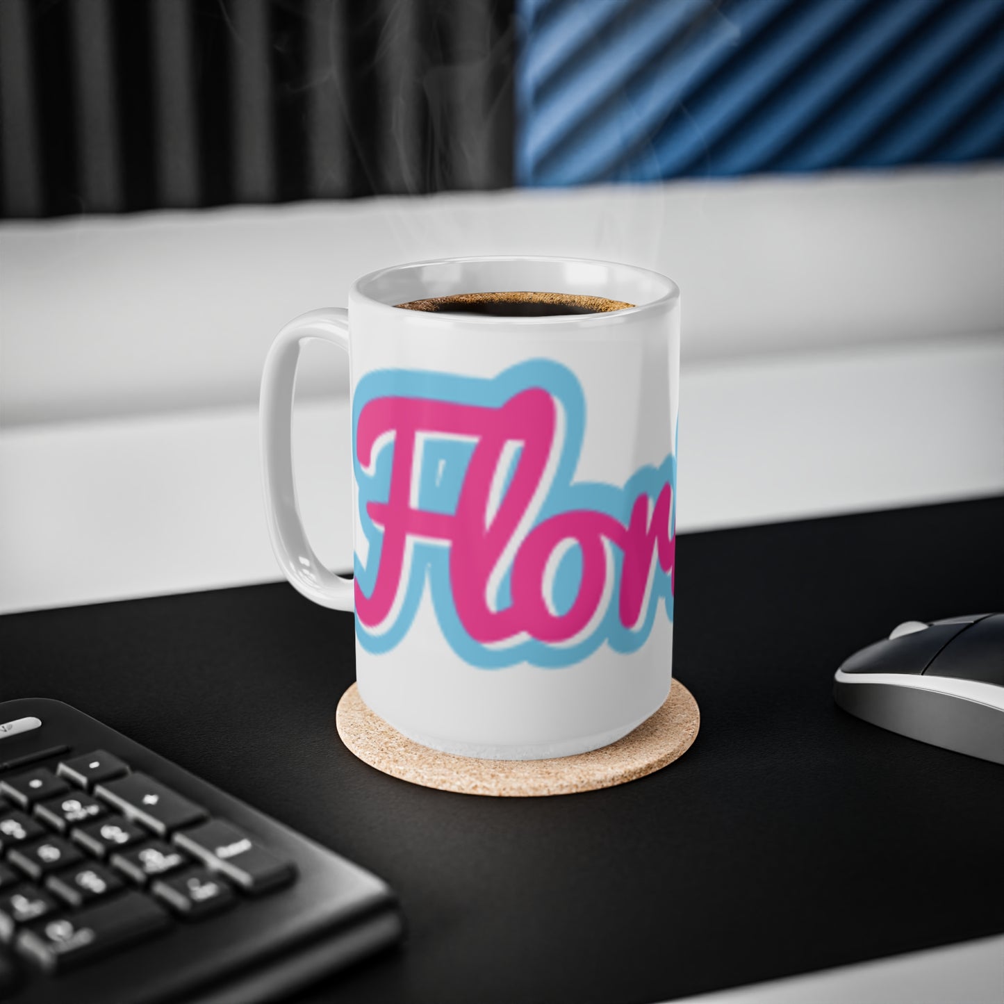 Florida Retro Script Ceramic Coffee Mug – Pink & Blue 11oz/15oz