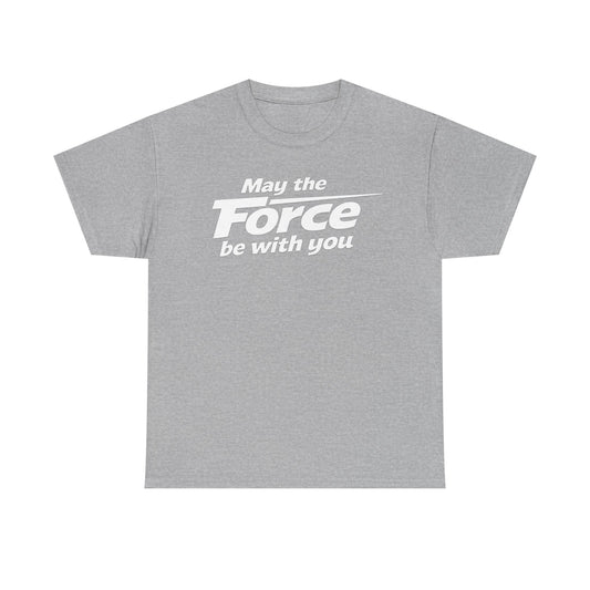 "May the Force Be With You" Retro Embossed Graphic T‑Shirt —