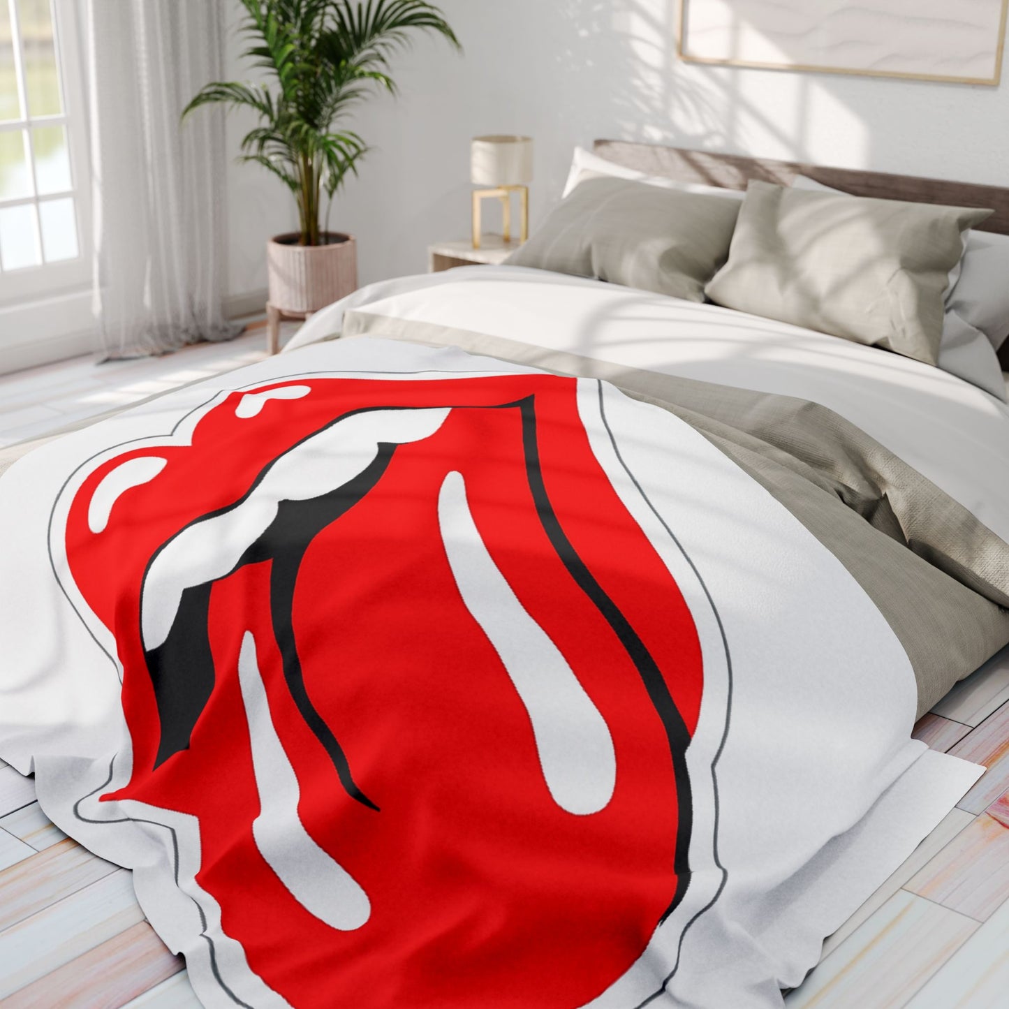 Rolling Stones Tongue Arctic Fleece Blanket – Retro Rock Band Logo Throw