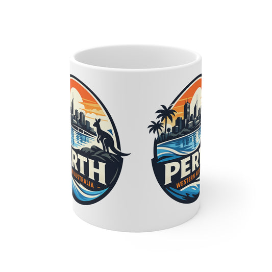 Perth Skyline Ceramic Mug — Western Australia Souvenir Coffee Cup (11oz & 15oz)
