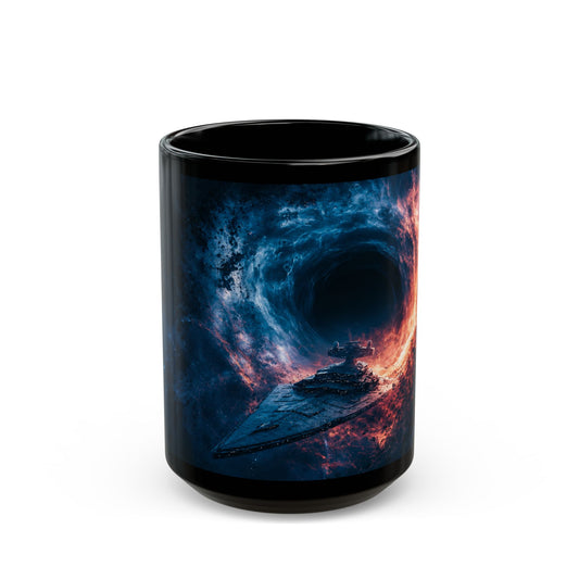 Empire Star Destroyer Space Vortex Black Mug — Cosmic Black Hole Coffee Cup (11oz/15oz)