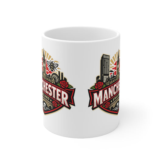 Manchester England Ceramic Coffee Cups, 11oz, 15oz
