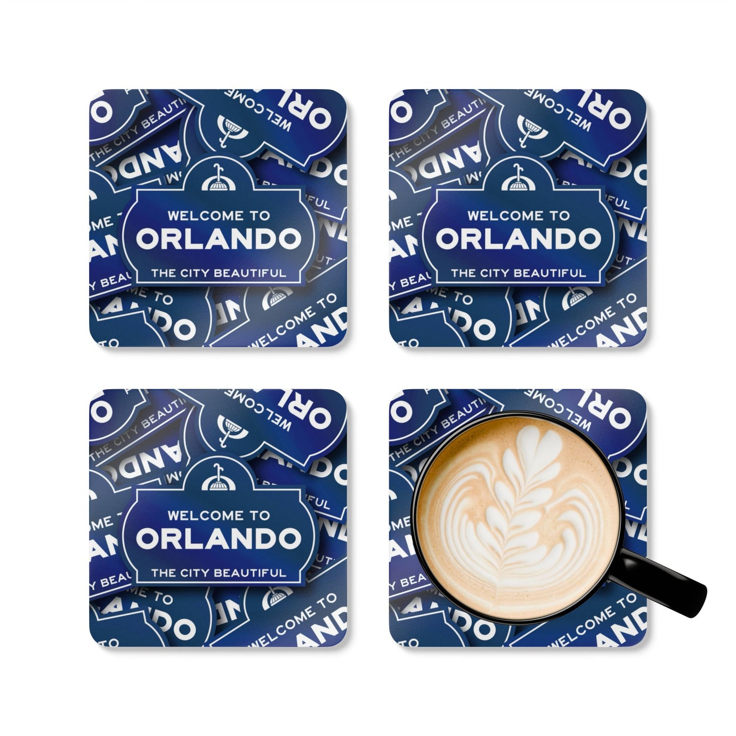 Welcome to Orlando Cork Coaster Set — The City Beautiful Souvenir Coasters (4-Pack)