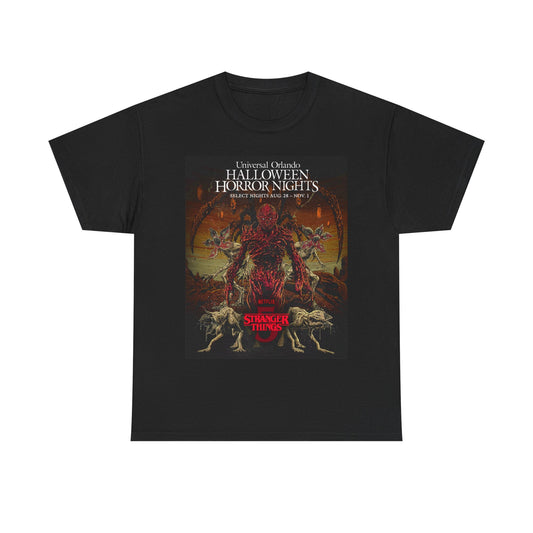 Halloween Horror Nights Stranger Things T‑Shirt — Retro Horror Poster Tee