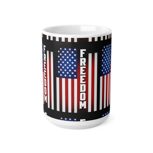 USA Freedom Flag Ceramic Mug — Patriotic USA Coffee Cup (11oz & 15oz)