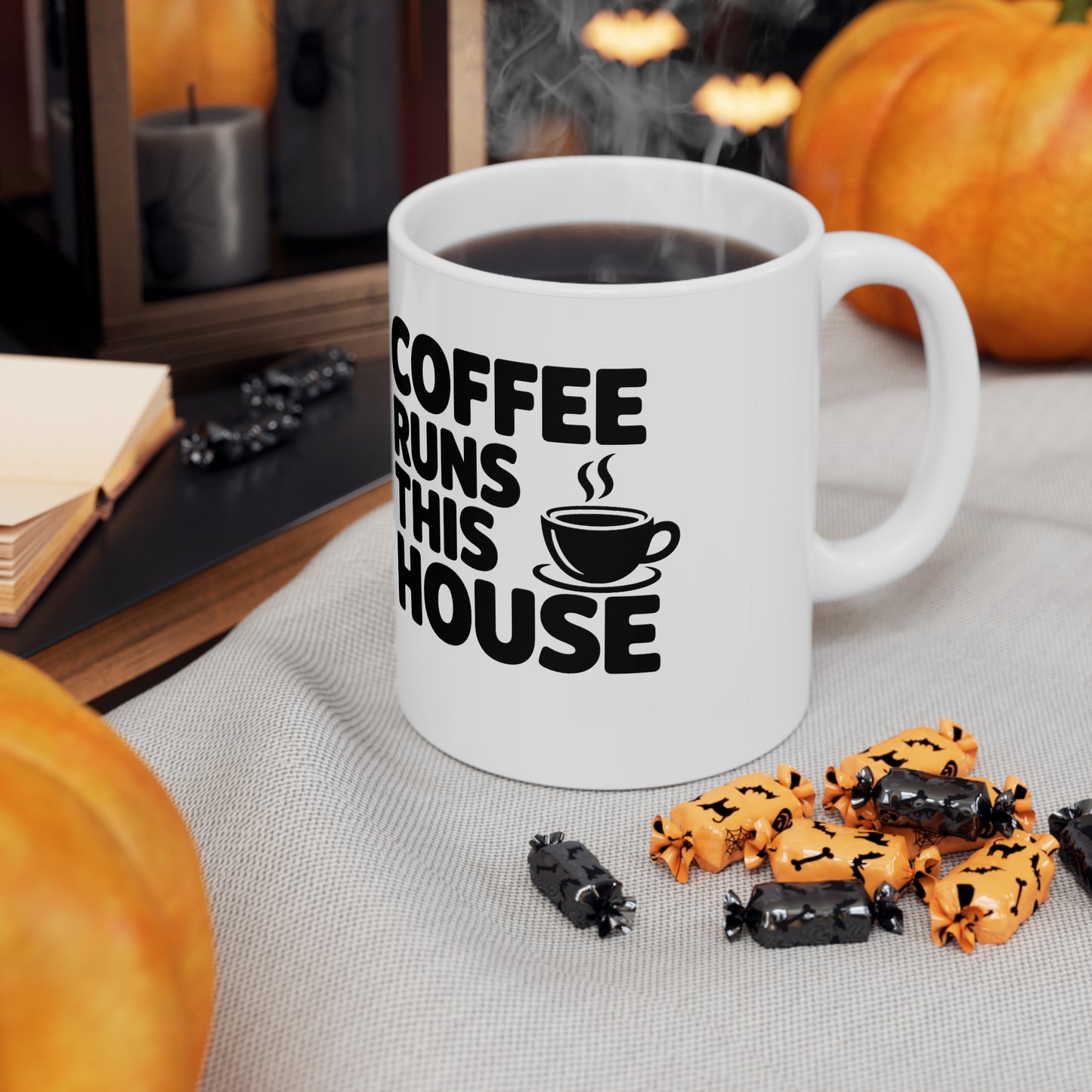 Coffee Runs This House Mug — Funny Ceramic Coffee Cup, 11oz & 15oz