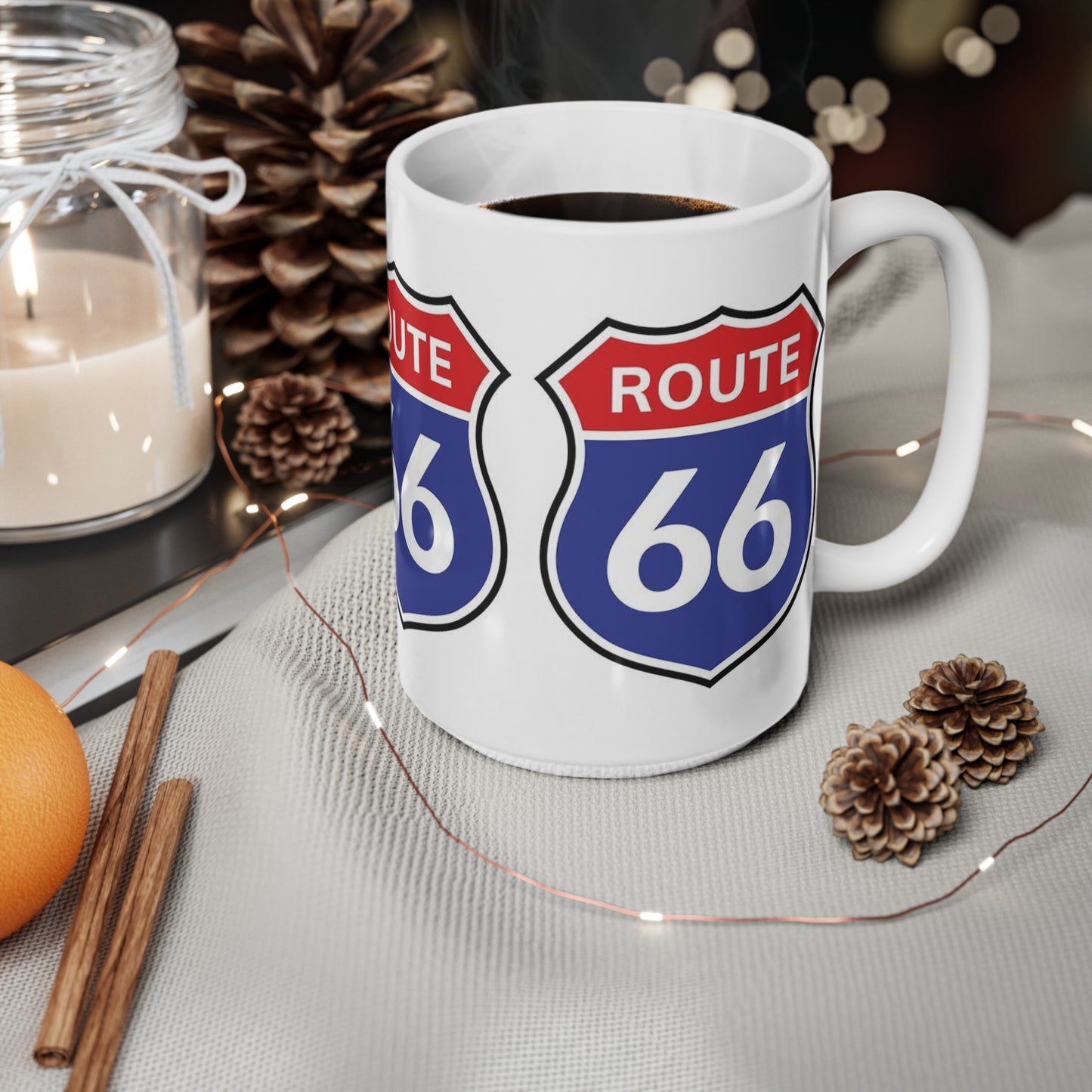 Route 66 Ceramic Coffee Mug — Retro Road Trip 11oz & 15oz