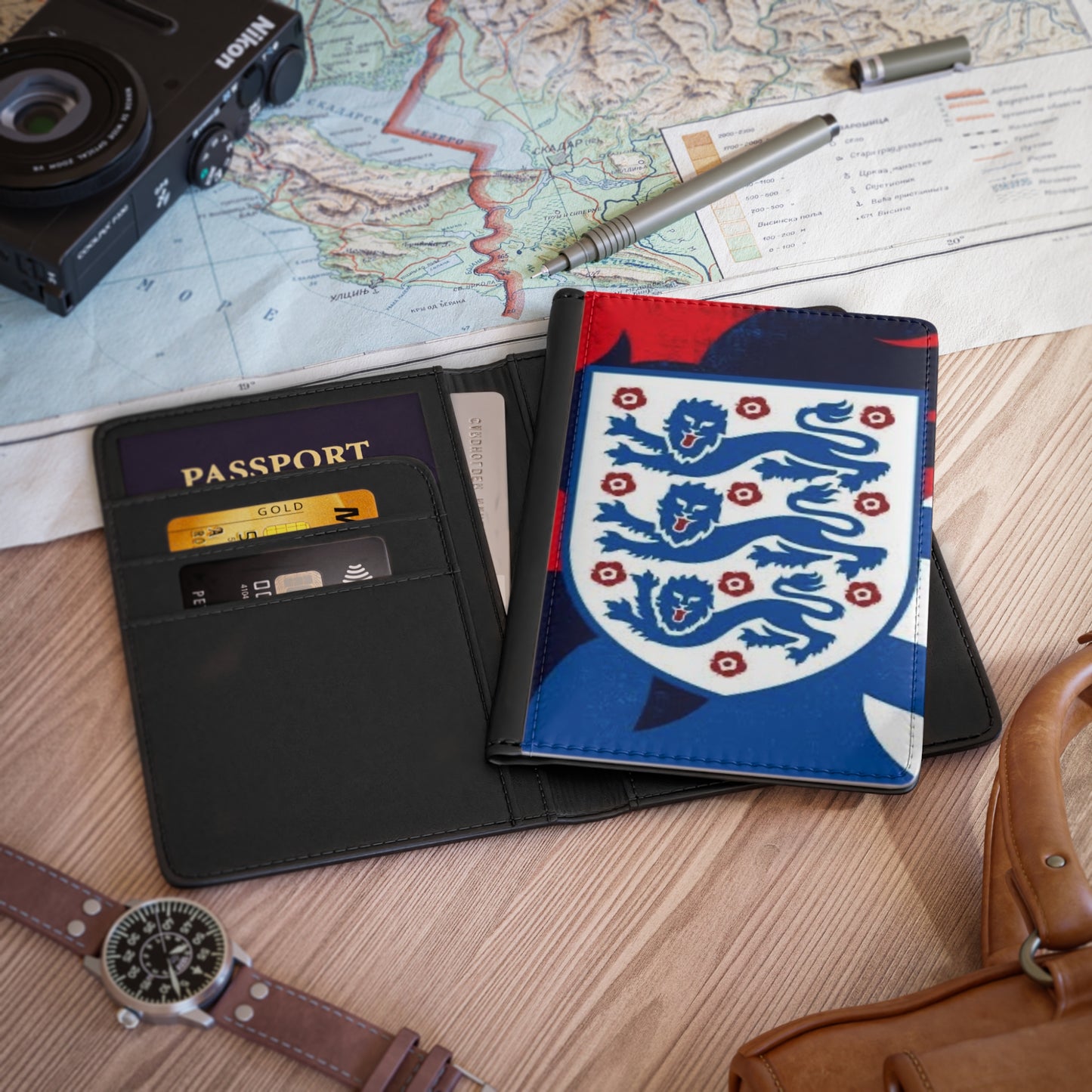 England Three Lions Passport Cover – Football Fan Travel Wallet