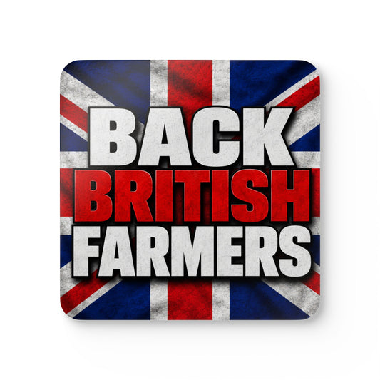 Back British Farmers Corkwood Coaster Set — Union Jack Drink Coasters for UK Farming Support