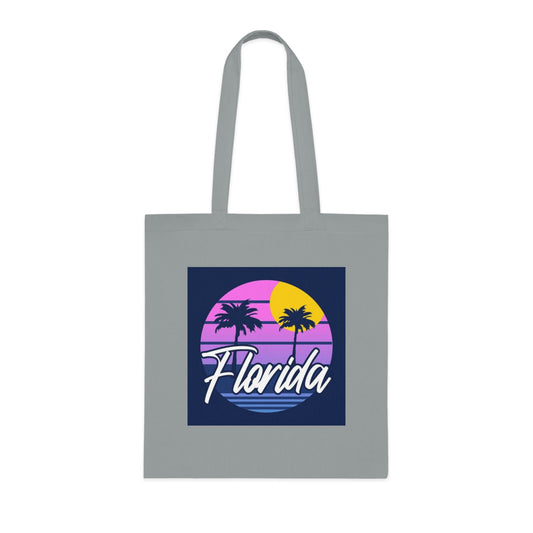 Florida Sunset Palm Tote Bag — Retro Beach Cotton Tote