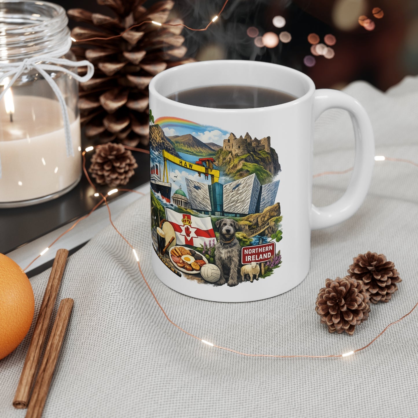 Northern Ireland Landmark Mug — Illustrated Travel Coffee Cup (11oz/15oz)