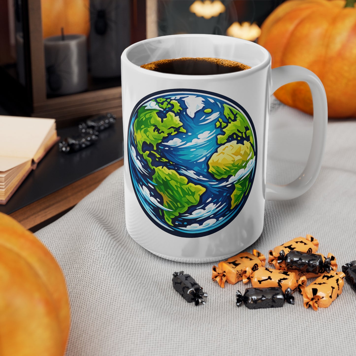 Earth Globe Ceramic Mug — Eco-Friendly World Map Coffee Cup (11oz & 15oz)