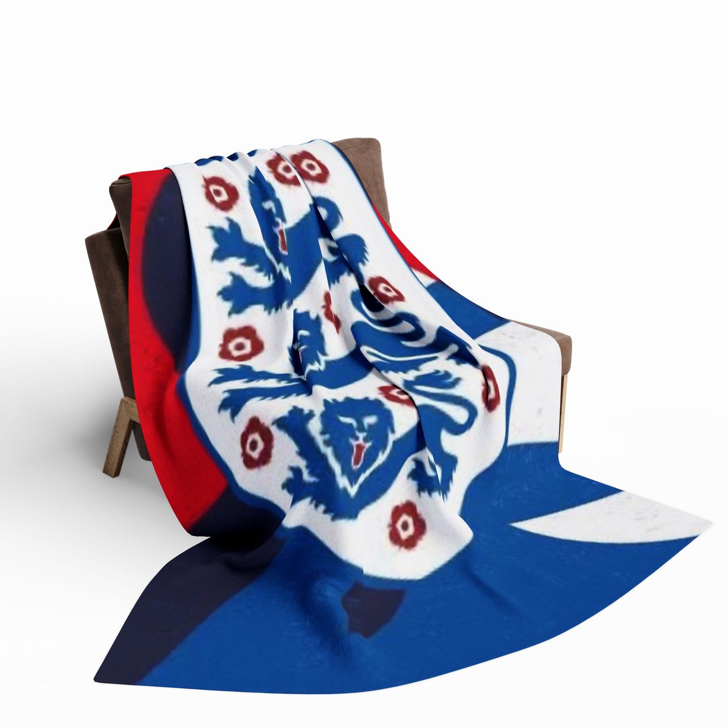 England Football Crest Fleece Blanket – Cozy Red & Blue Soccer Throw
