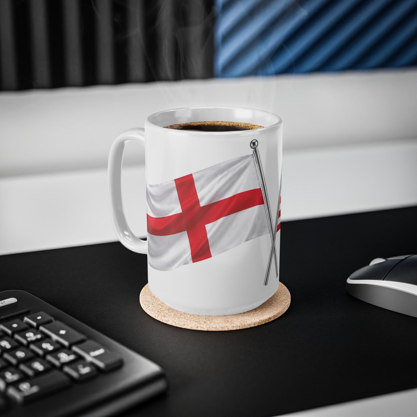 England & USA Crossed Flags Ceramic Coffee Mug — 11oz & 15oz