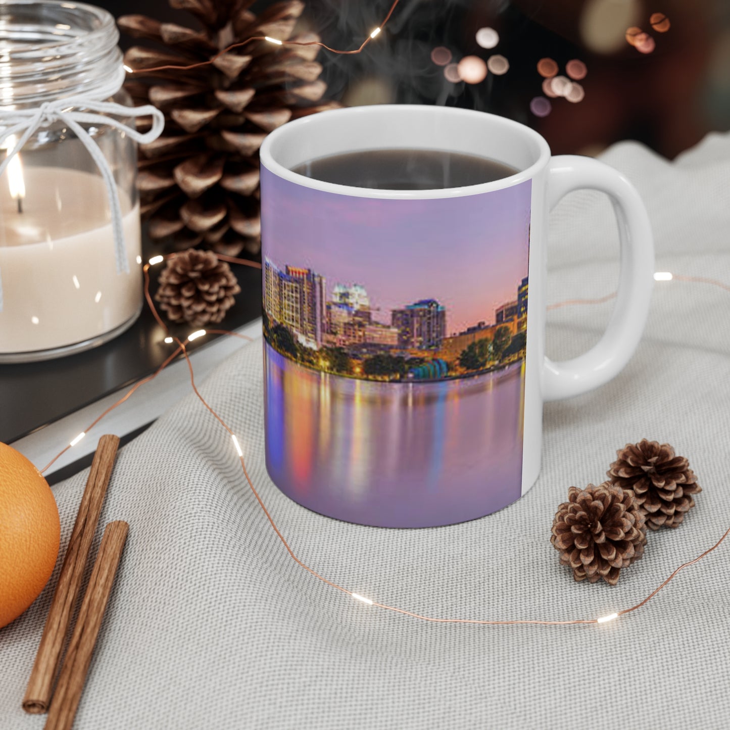 Orlando Night Skyline Ceramic Coffee Mug — Cityscape 11oz & 15oz