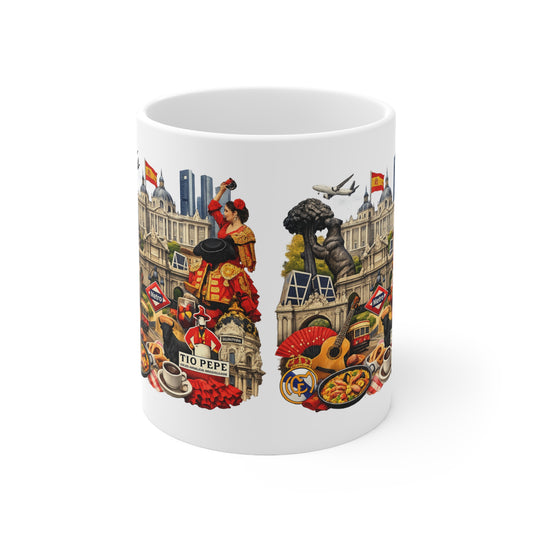 Spain Souvenir Mug — Spanish Landmarks & Cuisine Ceramic Coffee Cup (11oz/15oz)