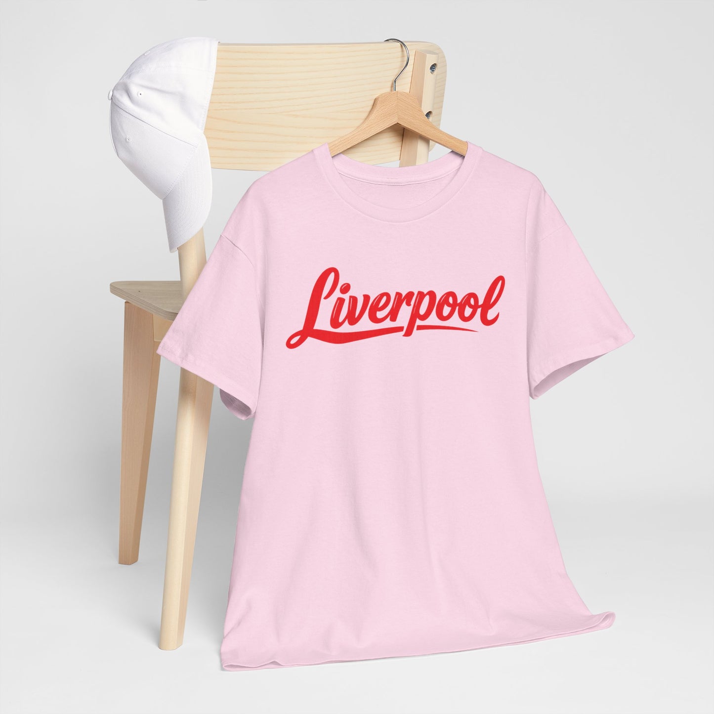 Liverpool Script T-Shirt — Retro Red Logo Tee for Fans