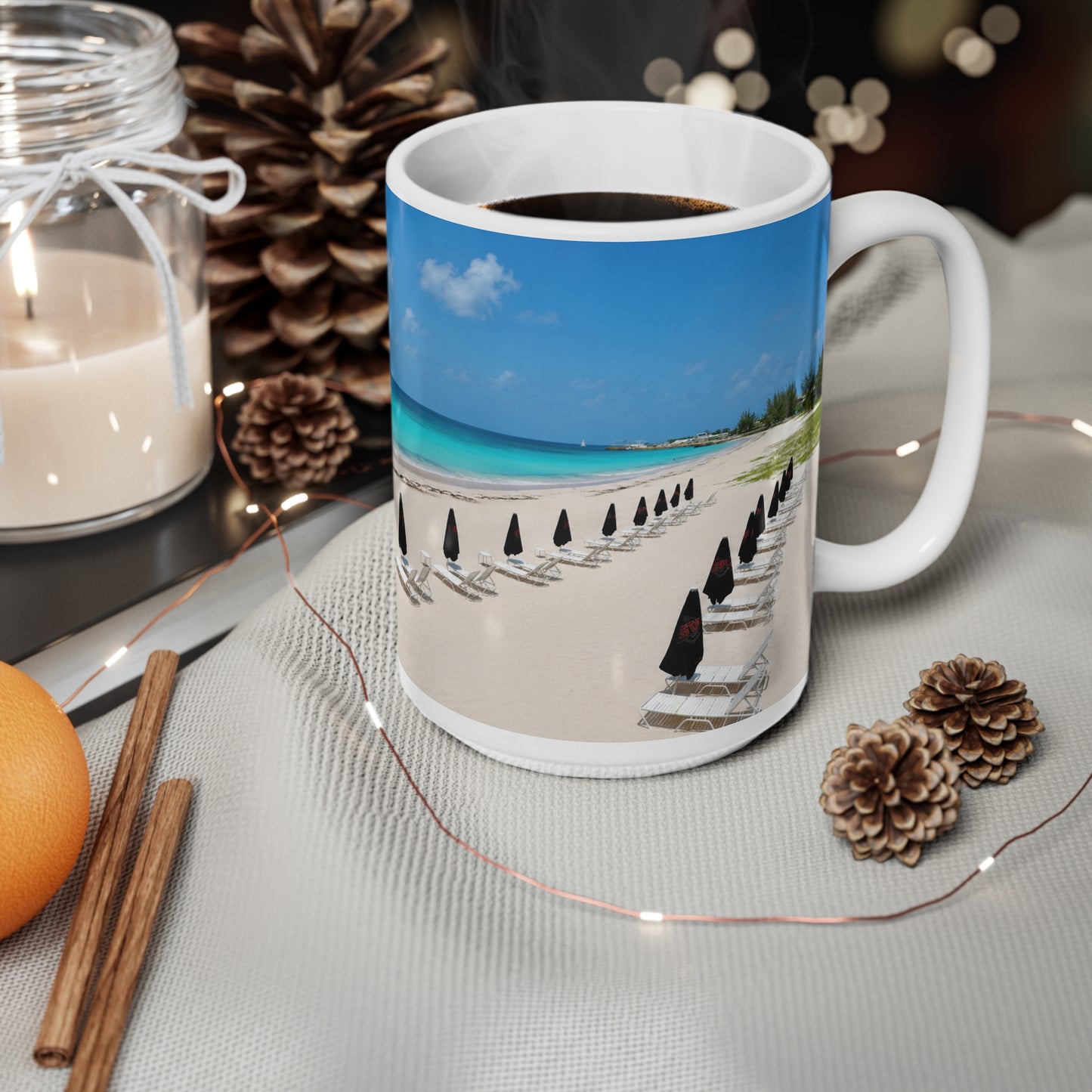 Barbados Beachfront Coffee Mug – Tropical Ocean Scene Ceramic Mug (11oz, 15oz)