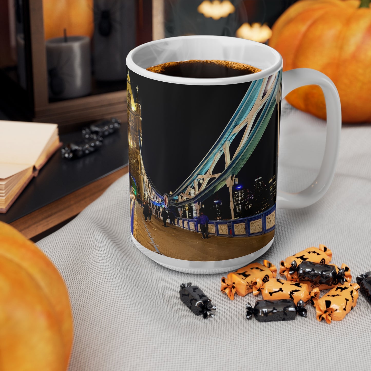 London Tower Bridge Night Photo Mug — Ceramic Coffee Cup, 11oz & 15oz