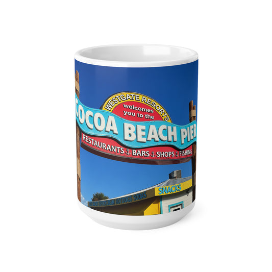 Cocoa Beach Pier Ceramic Coffee Mug — 11oz & 15oz Souvenir Beach Mug