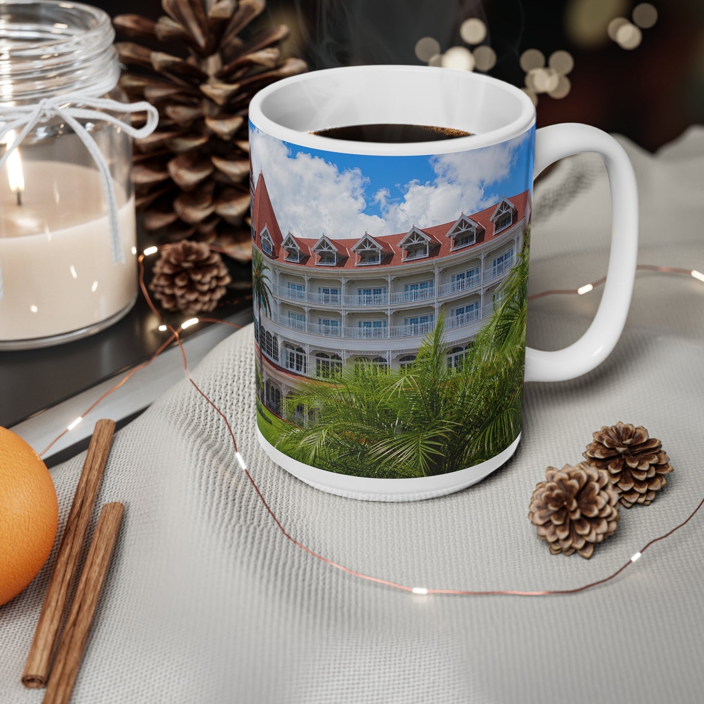 WDW Grand Floridian Hotel Photo Mug — Historic Seaside Villa Ceramic Coffee Cup (11oz, 15oz)